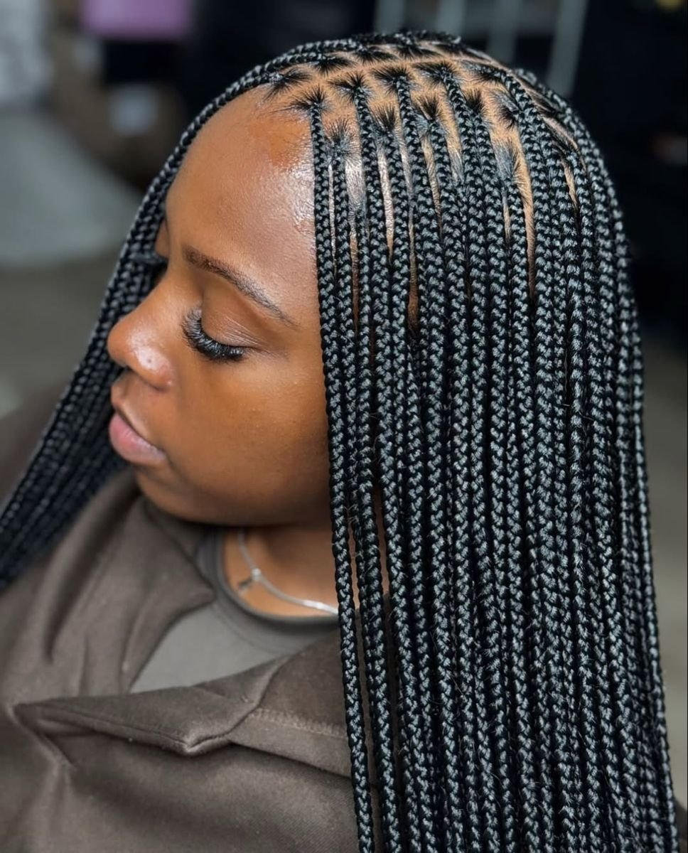 Extra small regular knotless braids